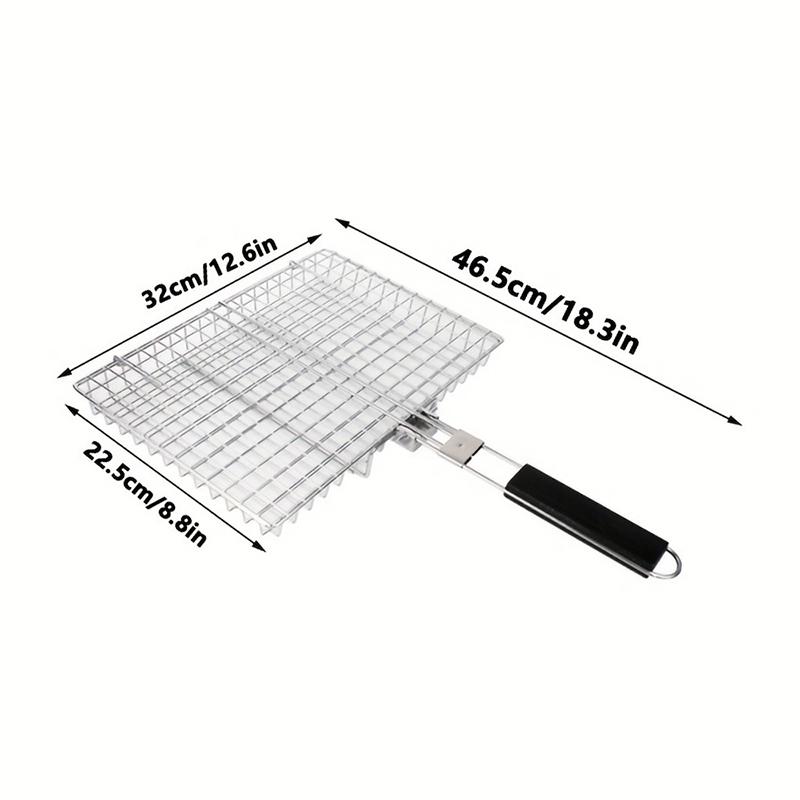 

Stainless Steel Foldable Barbecue Basket Suitable For Vegetables, Steak, Fish, Shrimp, Outdoor Camping, Parties, Barbecue Tools серебряный