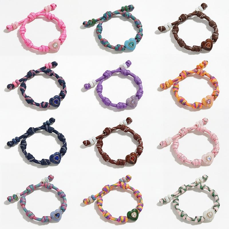 Personalized Heart Dopamine Bracelet Adjustable Drawstring Rope Handmade Contrast Color Hand Rope Fashion Jewelry Gift For Women