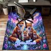 1PC Custom Name Fox Family Moonlit Night Theme Floor Mat Ideal for Living Room, Game Rooms, Office, Bedroom, Floor Mat Playful Design