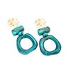 European-American Resin Gradient Geometric Earrings: Bohemian Style Patchwork Studs
