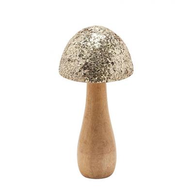 Wood with Mosaic Mushroom Ornament - Large