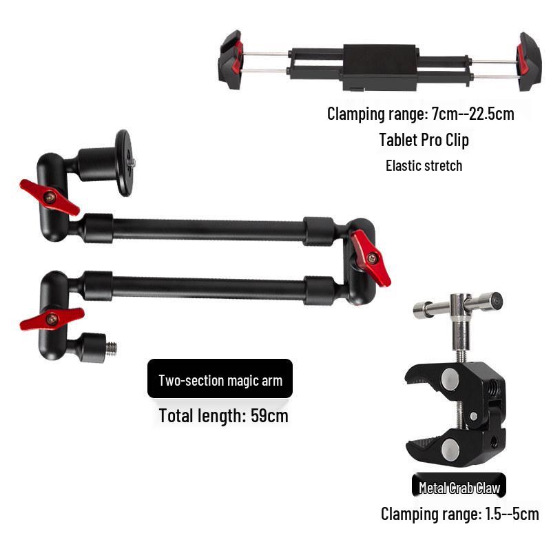 Multi-Functional Metal Crab Claw Camera Tripod with Magic Arm for Mobile Live Streaming and Photography