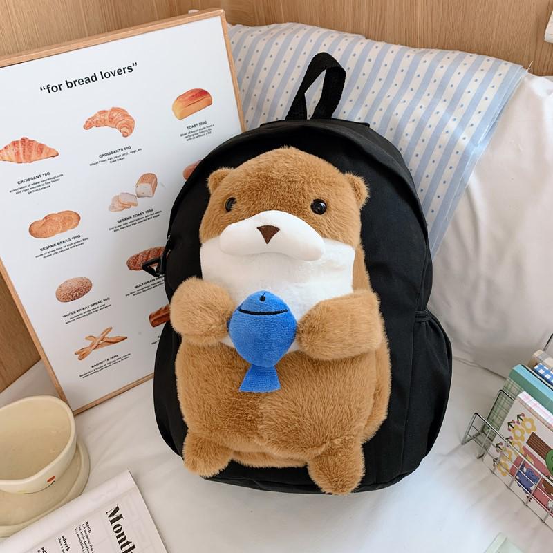 

Мультяшна плюшева лялька Шкільна сумка - Милий рюкзак великої місткості для дітей чорний