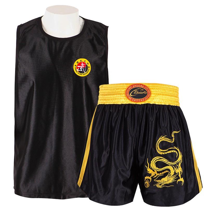 Embroidered Dragon Cycling Jersey Set Breathable Sleeveless Martial Arts Training Uniform Men Women Adults