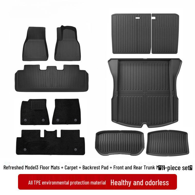 Right-Hand Drive Tesla Model Y/3 Refresh Foot Pad Carpet for Hong Kong - Front & Rear Trunk