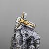Retro Kors Jesus Rustfritt Stål Ring for Menn & Kvinner Antikk Gotisk Metallring Zirkon Kristne Tilbehør Velsignelse Gave