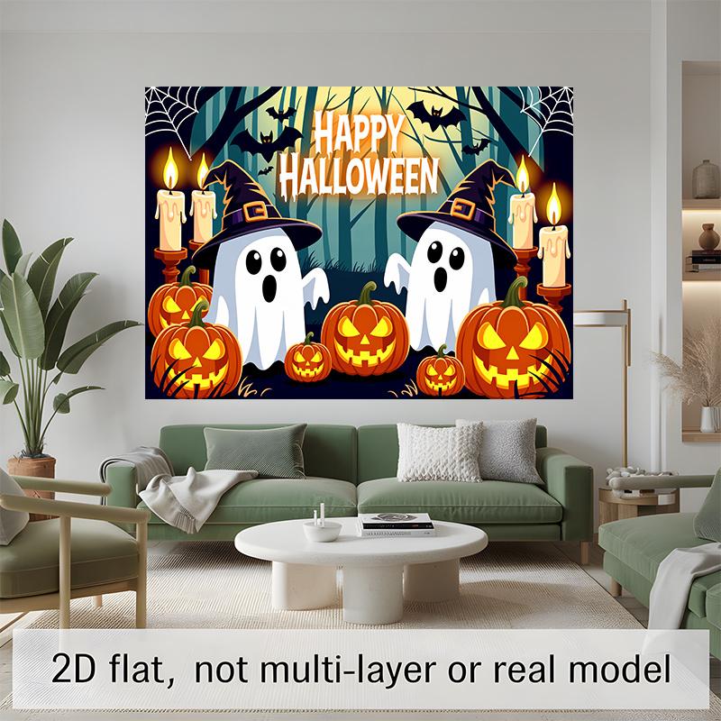 Party Backdrop Halloween Flat Banners Spooky Ghosts Pumpkins Celebrations Wedding Enthusiasts Photo Booth Decor Front Door Decor
