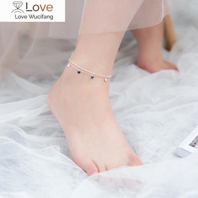 Trustdavis 925 Sterling Silber Mode Süße Doppel Schicht Runde Wafer Kette Fußkettchen Für Frauen Valentinstag Geschenk Schmuck