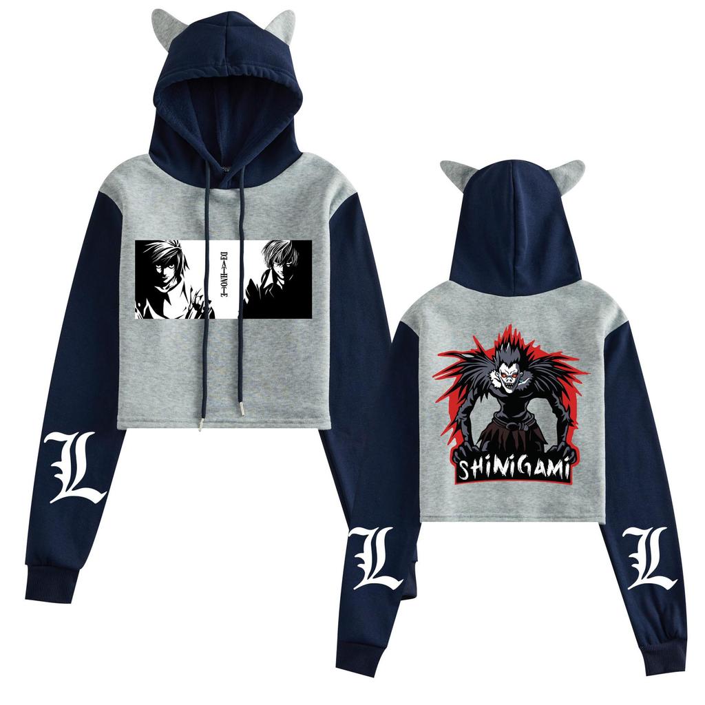 Cross-Border Death Note Anime Women's Cat Ear Color Block Hoodie - Autumn/Winter Collection