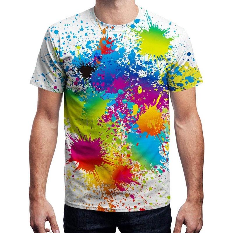 T-shirt Estiva da Uomo in Poliestere 3D Asciugatura Rapida Traspirante Manica Corta T-shirt Casual Colore Tie Dye T-shirt Estiva