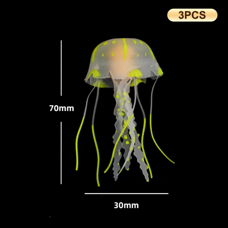3Pcs Artificial Glowing Fluorescent Jellyfish Aquarium Decoration Fish Tank Underwater Plant Marine Aquatic Landscape Ornament