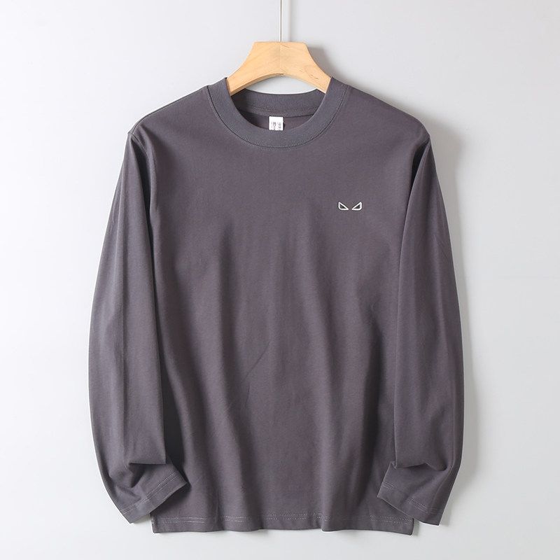 Export Basic round Neck for Export Tail Goods Casual Long Sleeve T-shirt Loose Youth All-Matching Comfortable Cotton Base Shirt Men