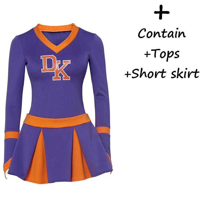 Megan Fox Jennifer's Body Paars High School Cheerleader Kostuum Jennifer Check Cheerleading Uniform Meisjes Wedstrijd Rok Set XS（old） paars