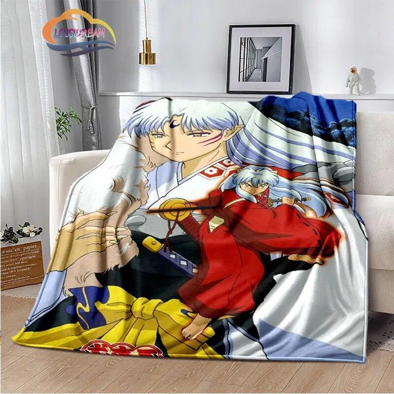 Caricature Inuyasha Fashion Blanket Sesshoumaru Flannel Warm  Portable Super Soft Children  Girls Gift
