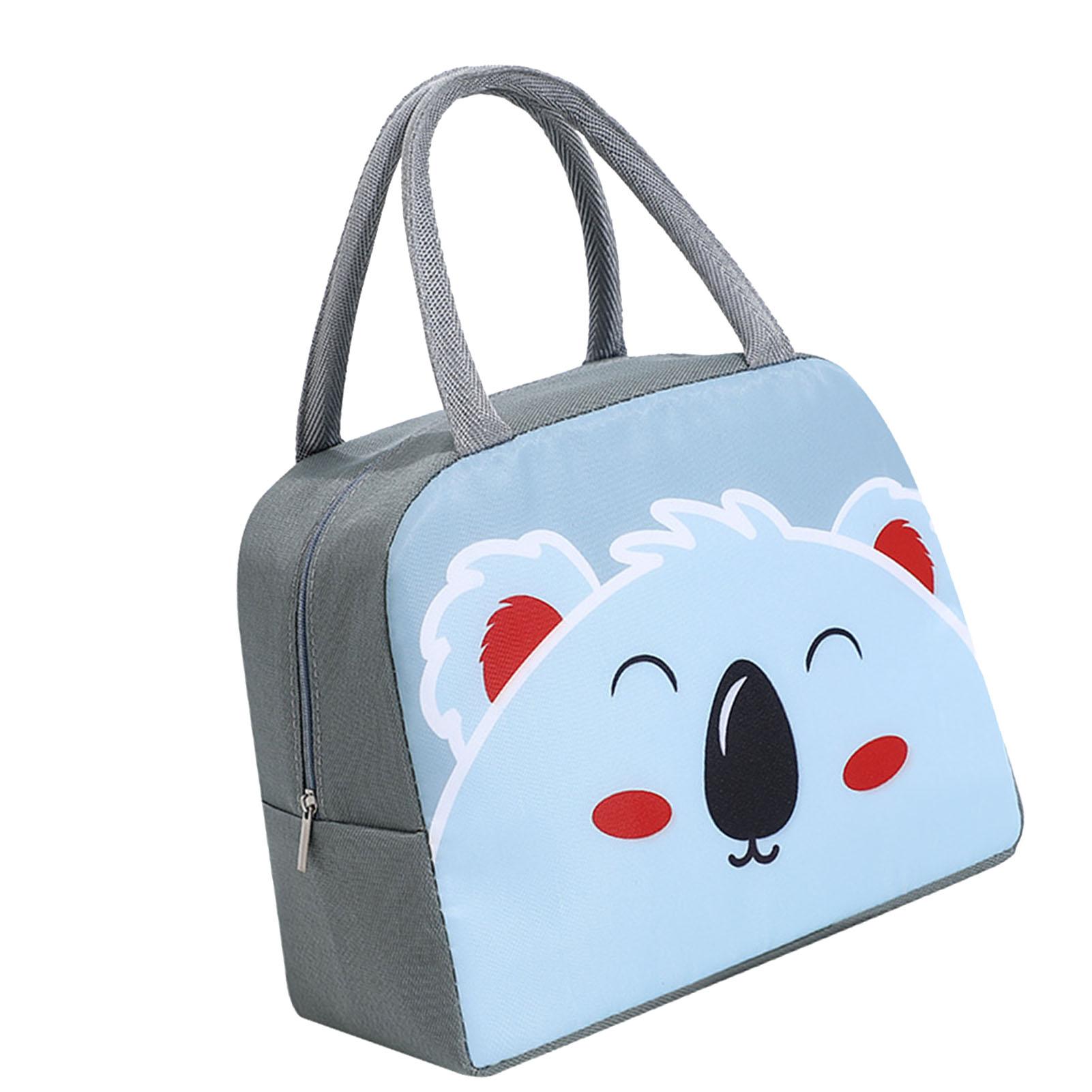 

Сумка для ланча Универсальный размер Мультяшный стиль Ткань Оксфорд Мягкая ручка Изолированная сумка для ланча для детей девочек женщин Темно-серый