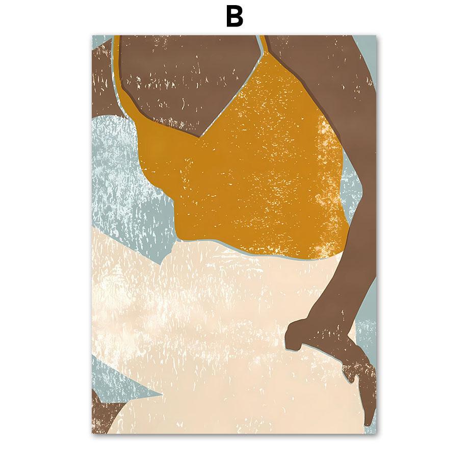 Boho Abstract Girl Sea Beach Leaf Illustration Wall Art Canvas Painting Nordic Poster And Prints Pictures For Living Room Decor