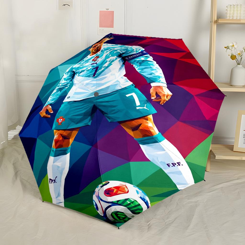 Ronaldo's Juventus Celebration Outdoor Automatic Umbrella Compact 8-Rib Design Foldable Design All-Season Travel Outdoor Accessory Wedding Party Gift