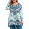 Women's Plus Size Top, Garden Collar Long Sleeved Shirt, Fashionable Floral Print Casual Top