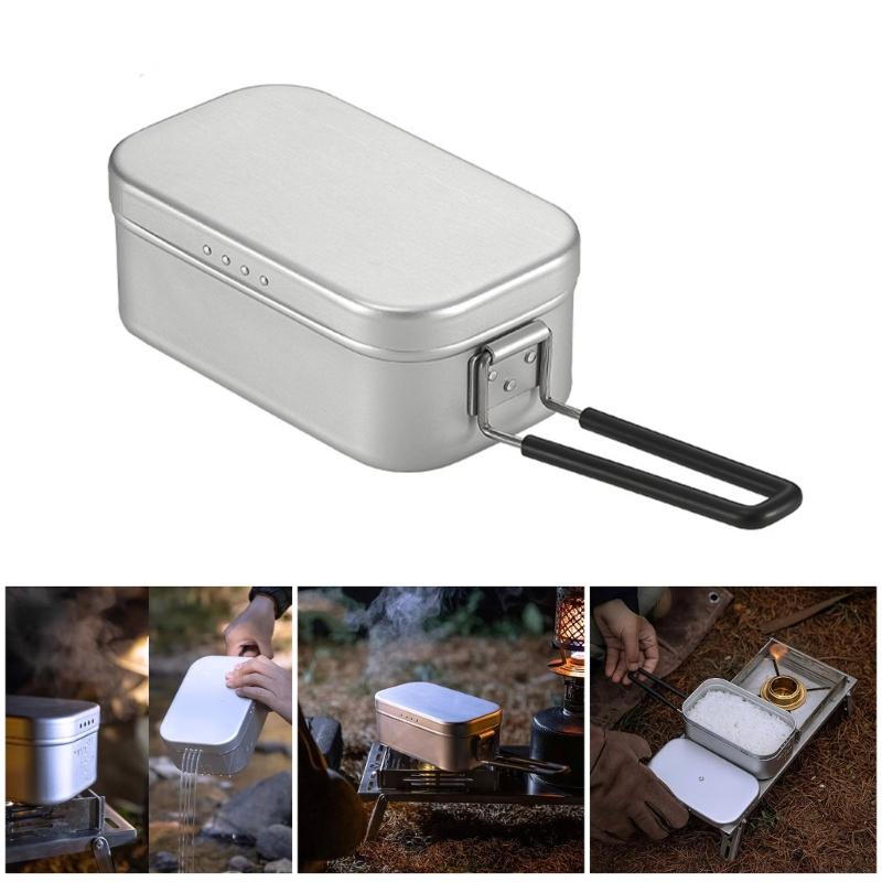 Aluminum Camping Lunch Box Bentos Container With Folding Handle Portable Bentos Box Pressure Relief Lunch Box Enduring
