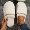 Bling Crystal Fluffy House Slippers for Women Winter 2025 Indoor Cozy Warm Fur Slippers Woman Flat Non Slip Plush Home Slides