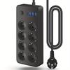 EU Plug Power Strip with 3 USB Ports Extension Cord Socket Network Filter 8 AC Outlet 2000W Electrical Charge Adapter