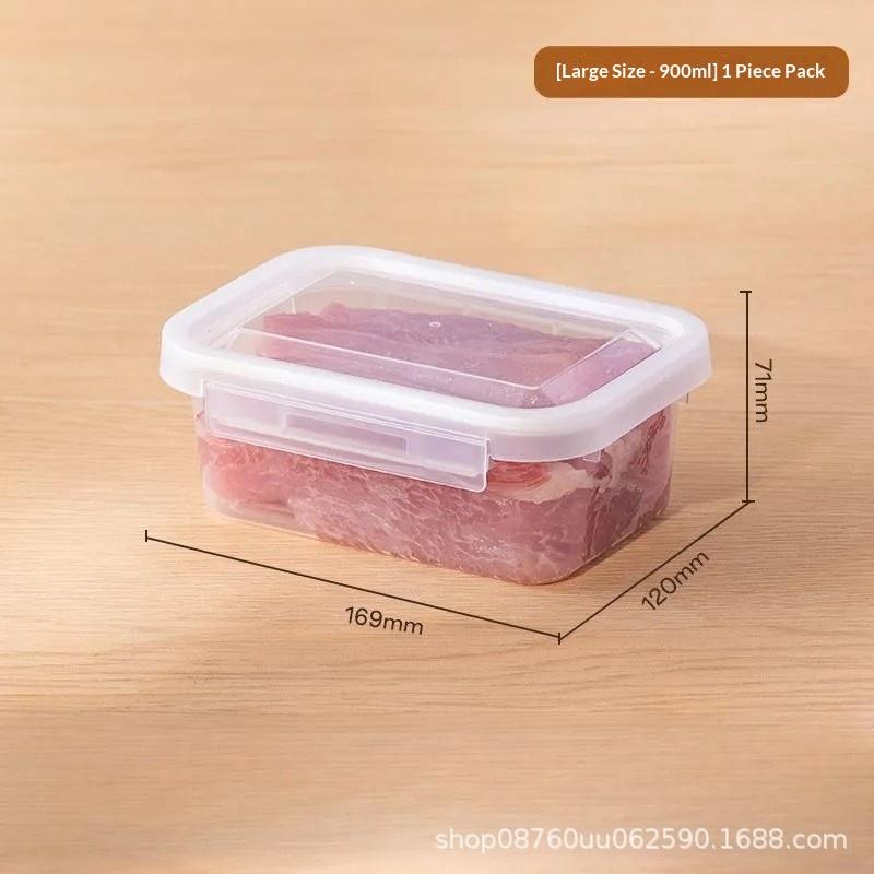 Portable Food Storage Box With Single Snap-On Cover Compartments For Sub-Packed Meat Onion Ginger Refrigerator Freezer Organizer