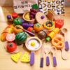 Children's Cut Music Toys Boys and Girls Play House Cut Fruits and Vegetables Wood Magnetic Building Block Kitchen Fruit and Vegetable Set