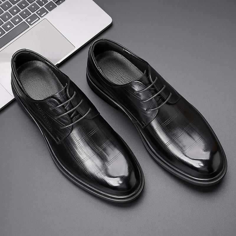 Leather Shoes Men's Leather Business Dress Men's Shoes Autumn New British Style High-end Single Shoes Men's Work Wedding Shoes