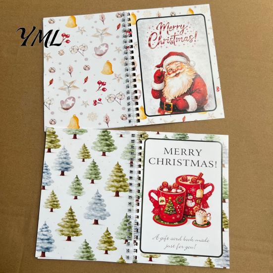 Compact Gift Presentation Folder Christmas Card Book, 7" x 5" Spiral Bound Merry Portable Memory Keeper for Cash Booklet, Greeting Album, Personalized