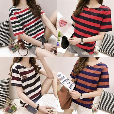 Striped T-shirt Women's Short-sleeved 2025 New Summer Loose Casual Top Fashion Half-sleeved T-shirt Tide