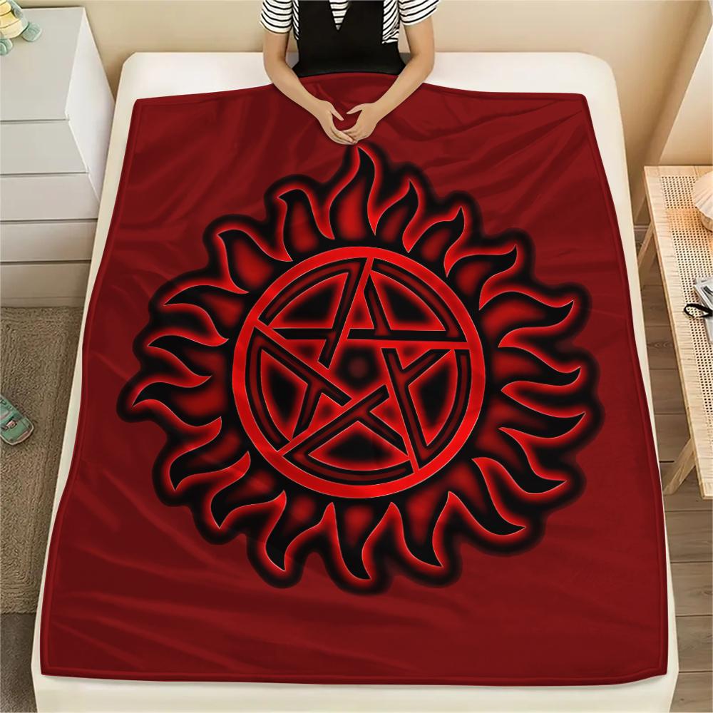 1PC Supernatural Print Flannel Blanket, High Quality All Seasons, Home Decor, Warmth and Comfort, Perfect for Christmas Gifts