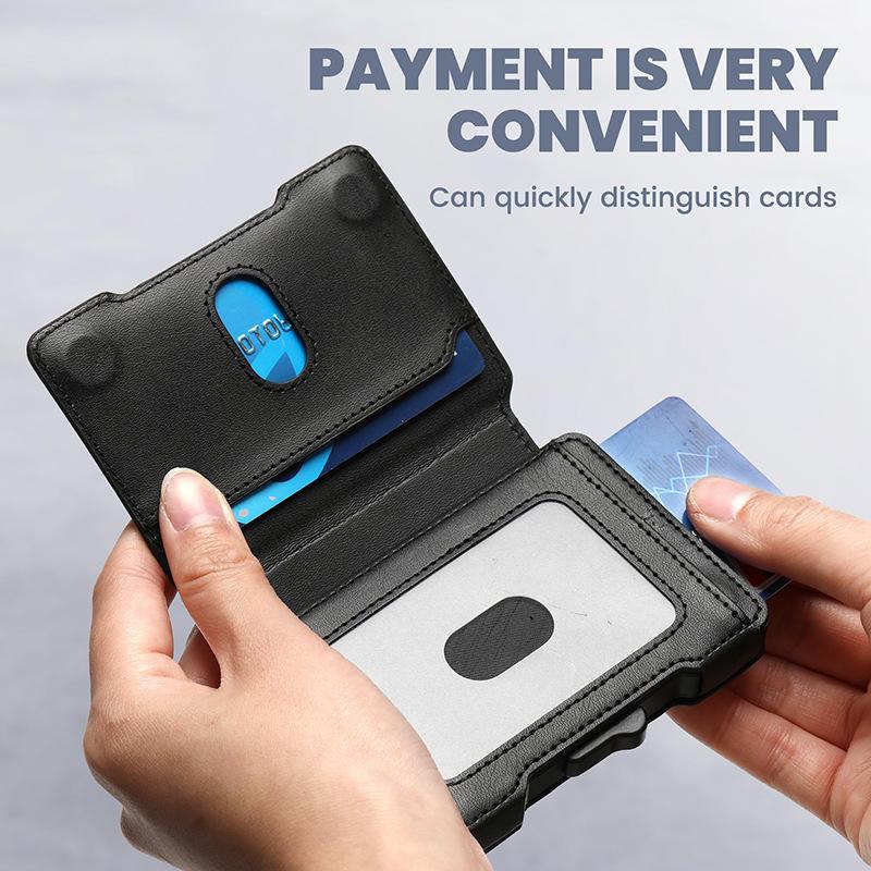 Popular One-click Elastic Card, Metal Leather Card Bag, RFID Anti-theft Brush Function, Multi-card Men's Wallet