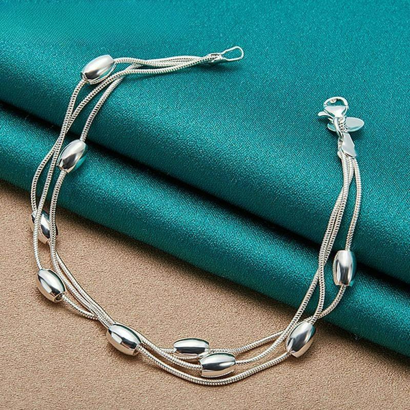 Silver Color Bracelet Beads Fashion Charm Jewelry Gift