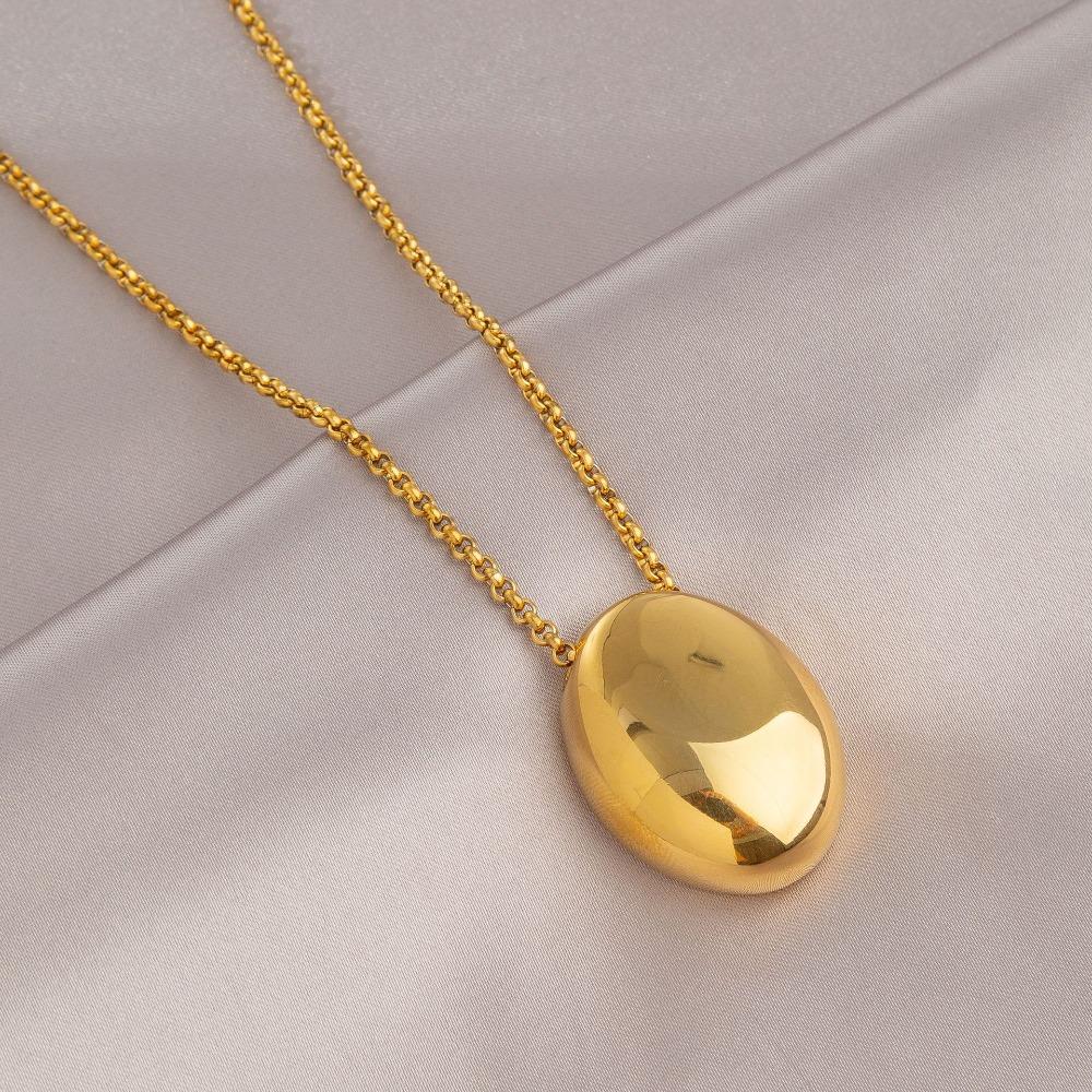 

Geometric Long Sweater Chain Large Oval Glossy Droplet Pendant Water Drop Necklace Autumn Winter золотой