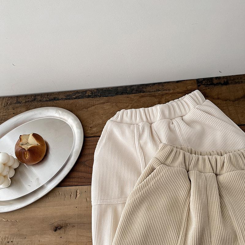 INS Baby Velvet-Lined Cuffed Pants: Autumn/Winter Korean-Style Warm Casual Toddler Wear