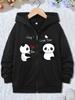 Kids Zip Up Hoodie Boys Girls Black Panda Print Fall Winter Sweatshirt Cute Cartoon Casual Long Sleeve Jacket Top Outfit Toddler