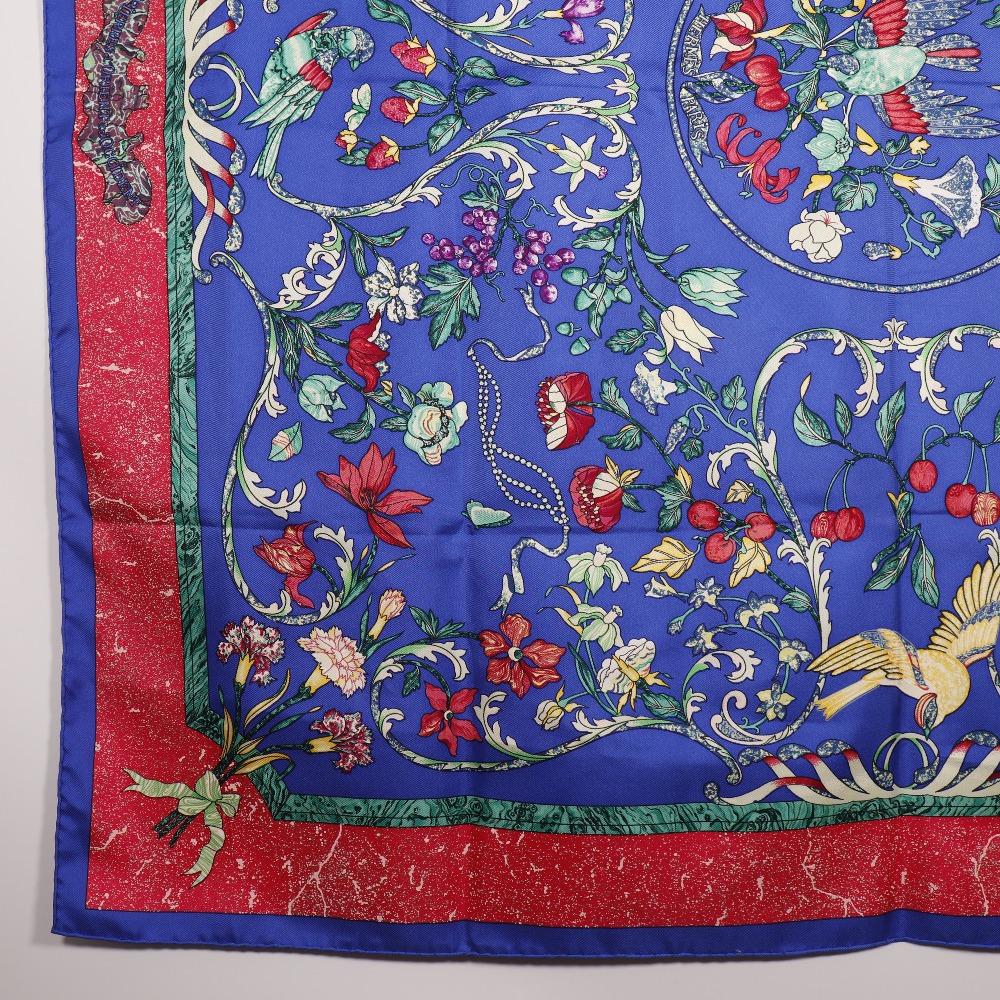 HERMES Carree90 scarf PIERRES D' ORIENT ET D' OCCIDENT Oriental Stone and Western Stonework Blue silk Women Used