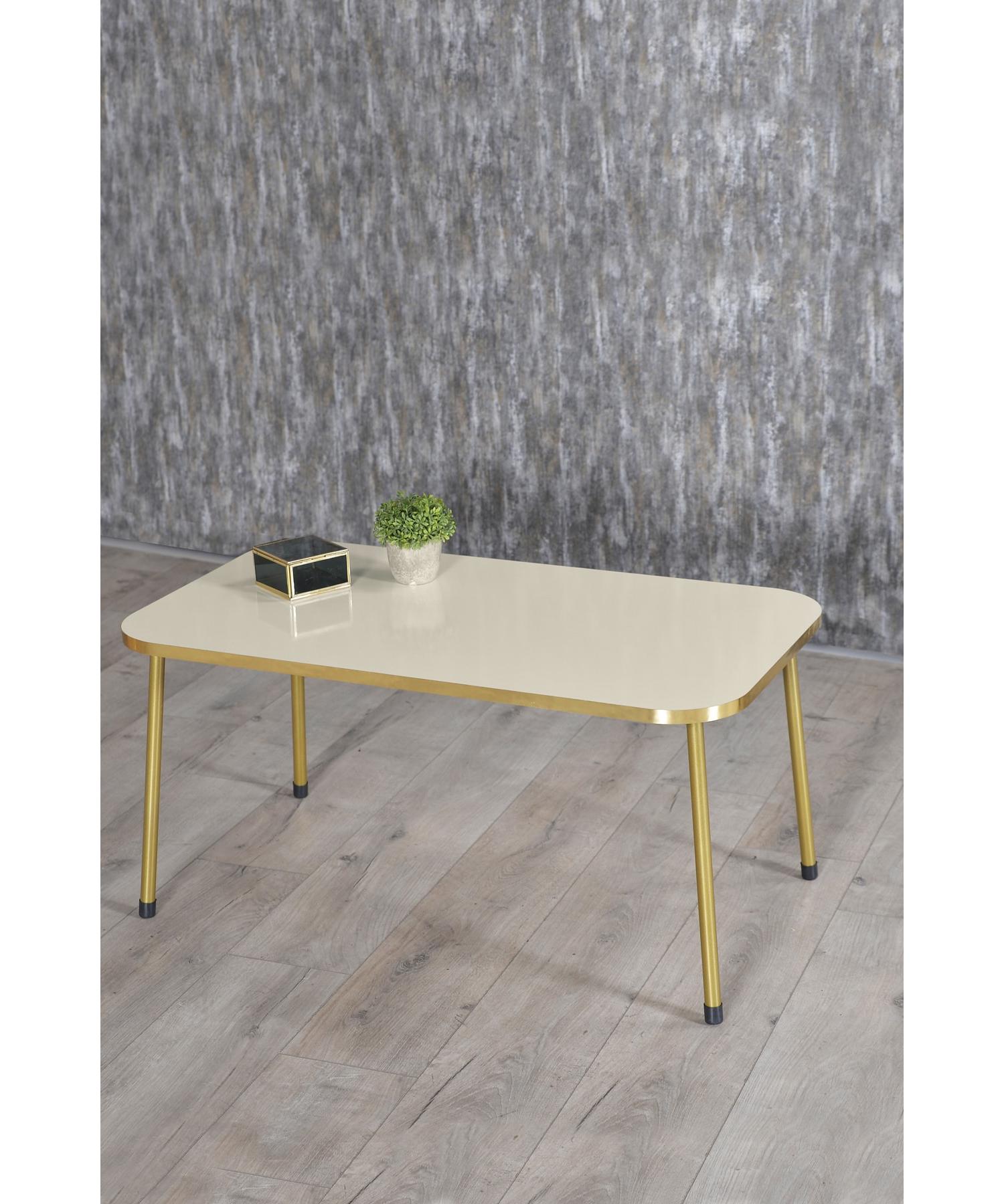 

Center Table Cream Cr Metal Leg Gold