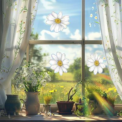 Bemalte kleine Gänseblümchen Glastüren und Fenster Heimverschönerung und Dekoration Antistatische Fensteraufkleber