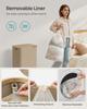 SONGMICS Laundry Basket with Lid, Large Laundry Hamper, 90L, Removable Mesh Liner, Oxford Fabric, Bamboo Handles, Collapsible, 42 x 32 x 70.5 cm