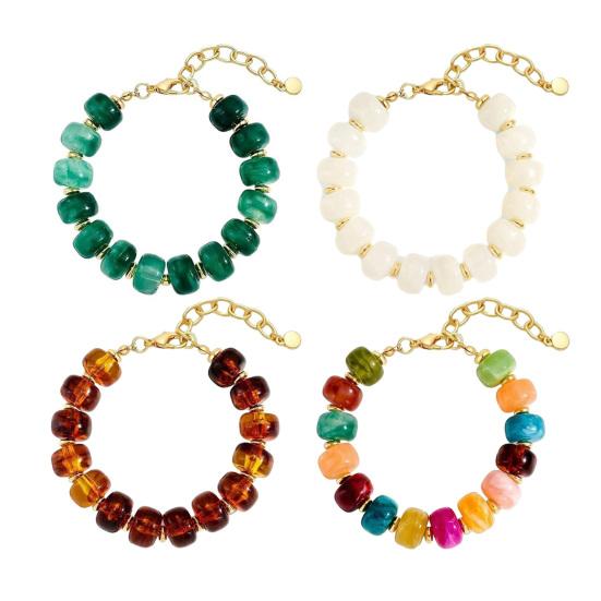 Women Bracelet Bohemian Style Multi-Layered Resin Beaded Bracelet Adjustable Length Versatile Bracelet Wrist Accessory