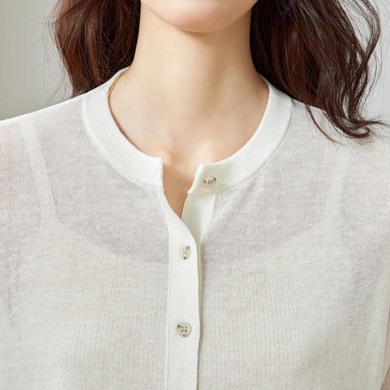 CARBAMMI Women's Round Neck Thin Knit Cardigan