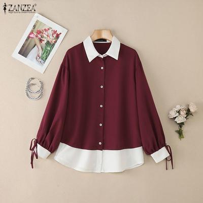 Γυναικεία μπλούζα με μακρυμάνικο γιακά με γυριστό κάτω μέρος