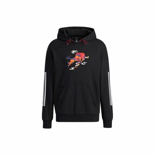 adidas CNY Series Logo Print Striped Pullover Sweatshirt for Men, Black S чёрный