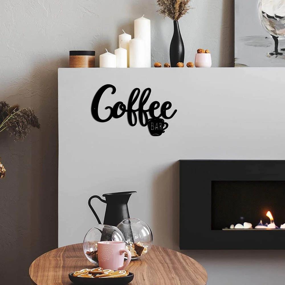 1pc Coffee Hanging Wall Sign – Metal Wall Decor with Coffee Cup Design, Black Wall Art for Coffee Bar, Stylish Home Decoration