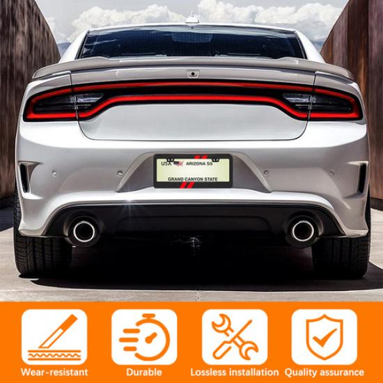 Black FOR Dodge Word Premium Carbon Stainless Steel License Plate Frame