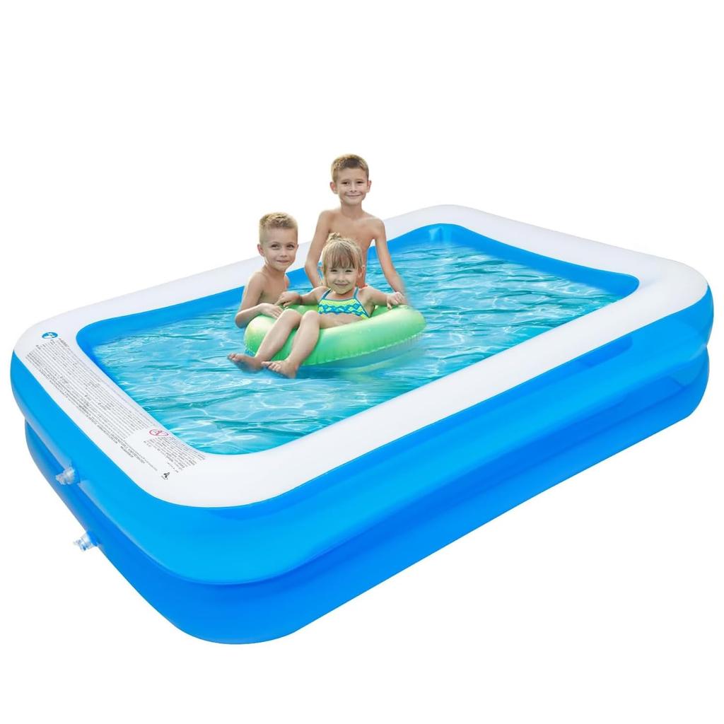 Pool Vinyl Pool for Use Heat Protection Water Play X 150 X 50 Children/Home (200 Cm, Blue)