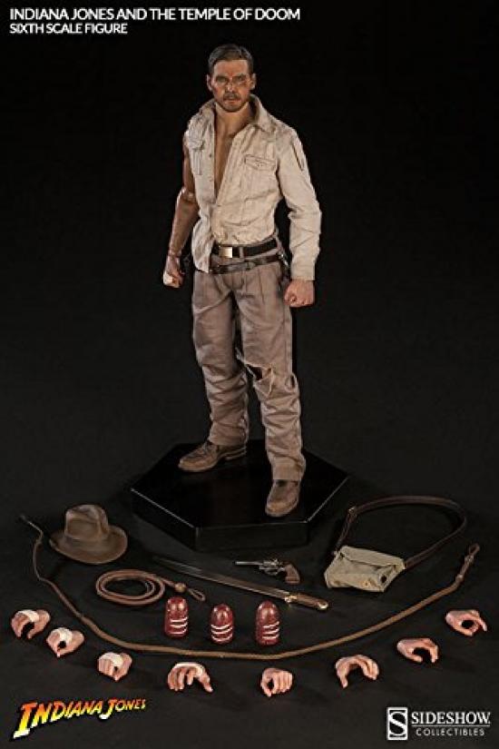 Sideshow Sixth Scale Indiana of Doom Indiana Jones Scale Plastic Painted Movable Figure Jones/Temple 1/6