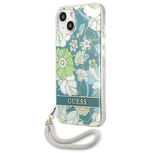 Etui do iPhone 13 mini Guess Flower Strap Zielone