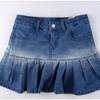 Fashion Denim Pleated Skirt Women High Waist Button Zipper Pocket Ruffle A-line Sexy Mini Skirts Female 2025 Spring Summer Lady Skirt